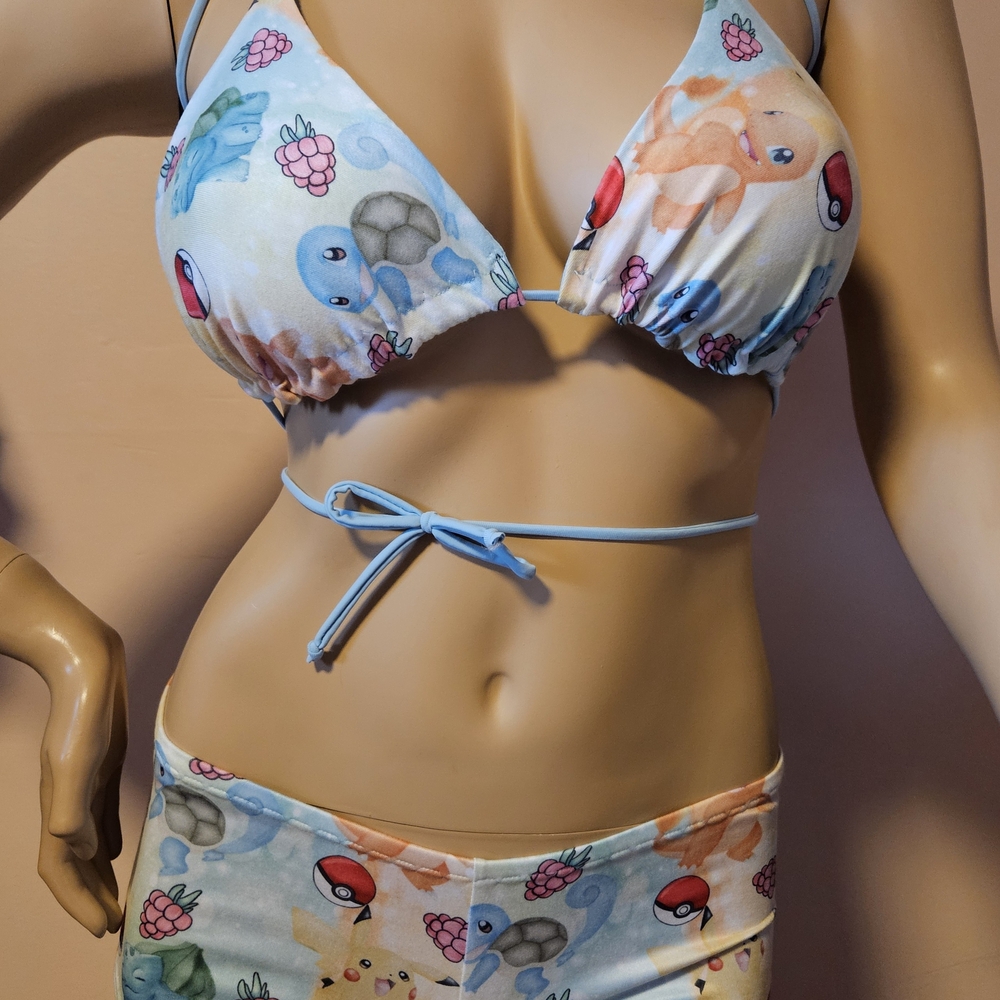 Pokemon Colorful Cartoon Print Bikini